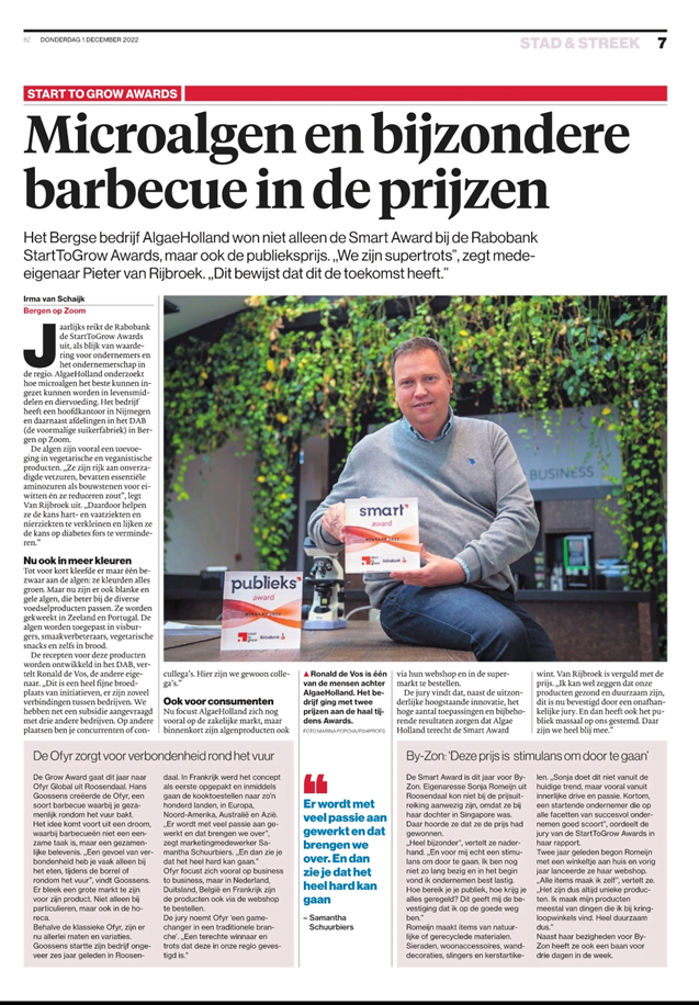 AlgaeHolland wint StartToGrow Awards